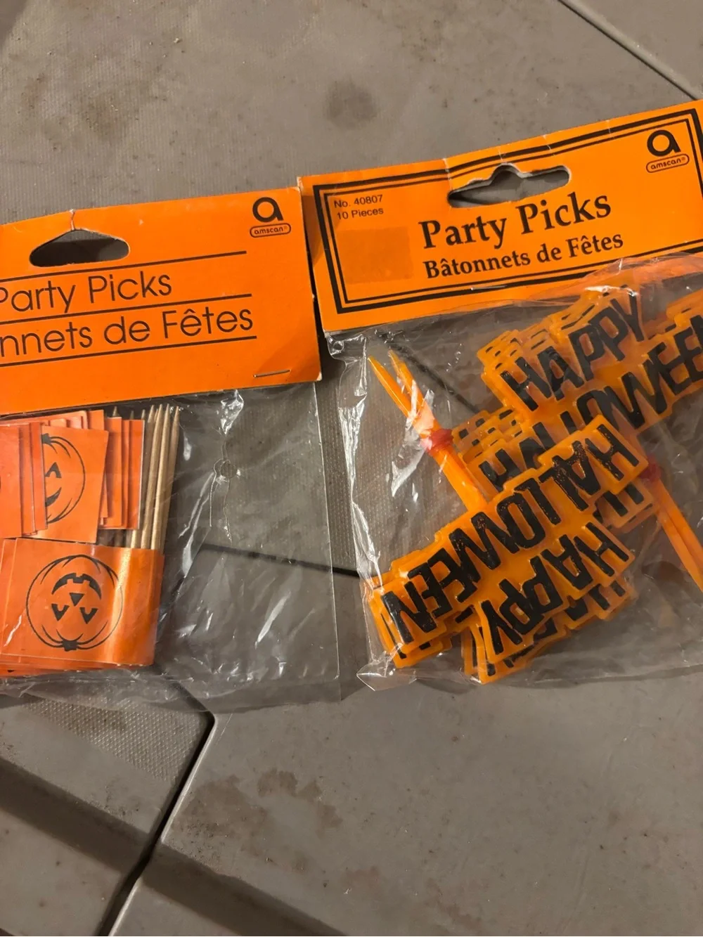 3 Halloween Party Picks - Orange Halloween Toothpicks